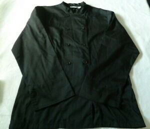 Chef Works Poly Cotton Black Long Sleeve PKT Chefs Coat Medium Double Breasted