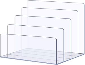 Magicfour File Sorter Acrylic Organizer 4 Section Office Divided Desktop File Ho