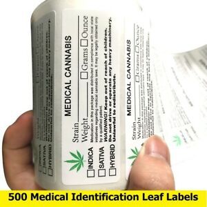 500Pcs Generic Medical Identification Labels 1x3 Inch Compliant Leaf Stickers