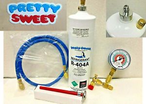 R404, R404a, Refrigerant 28 oz Disposable Can, Charge It Gauge Kit, Pretty Sweet