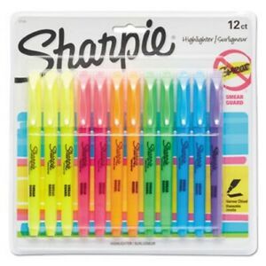 Sharpie Pocket Style Highlighter, Chisel Tip, Assorted, 12 per Set (SAN27145)