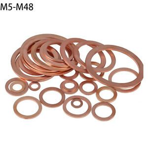 M5 M6 M8 M10-M48 Copper Sealing Washers Metric Marine Grade Flat Seal Washer