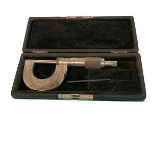 The L S Starrett Co Micrometer Vintage in Case with wrench