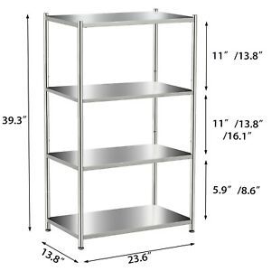 Stainless Steel Shelving Unit Storage Shelves 3/4-Tier Heavy Duty Kitchen Shelf