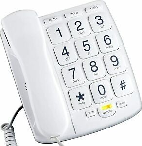 Packard Bell PB300WH Big Button Phone For Elderly Seniors Landline Corded Phone