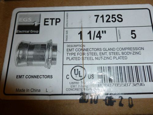 EGS # 7125S 1 1/4&#034; EMT Connectors Box of 5 Gland compression type for steel EMT