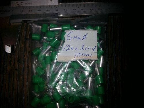 100 pieces green press end cables 6.0m&#034;m, 12m&#034;m long. protects copper wire.new.