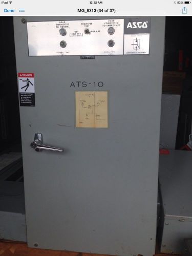 Asco 940 automatic transfer switch amp, 480y/277 volts, 60 hz, 3-phase, new for sale