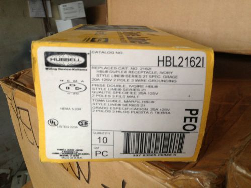 Hubbell hbl2162i ivory duplex receptacle 20amp 125v series 21 box of 10 for sale