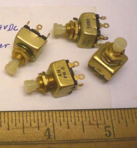 4 Instrument Grade Arrow Hart Pushbutton Switches DPDT, # PM6, Made in USA