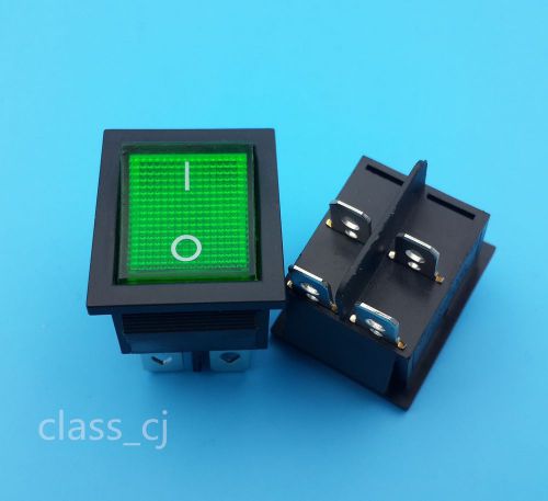 30pcs 4pin on/off dpst rocker switch with green lamp 16a/250v 20a/125v kcd4-202 for sale
