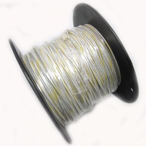 New approx. 600 ft 18awg white hook up wire w/ yellow stripe 300v electrical for sale