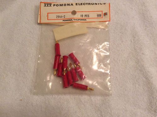 Pomona 2944-2 Miniature Banana Plug, Solderless, Red, 10 Pcs