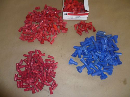 Wire nut connectors,, 62pcs blue,, 330pcs red, lot of 392pcs for sale