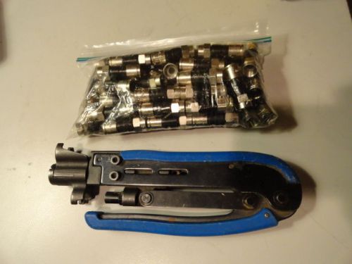 Compression Pliers for RG6 with Bag of connectors Cable or Sat installer