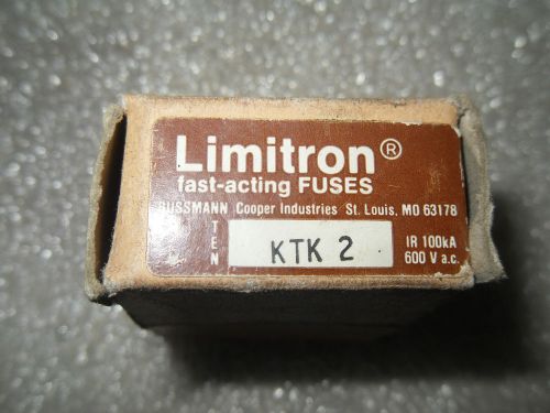 (RR14-1) 1 LOT OF 3 NIB BUSSMANN LIMITRON KTK-2 600VAC 2A FUSES