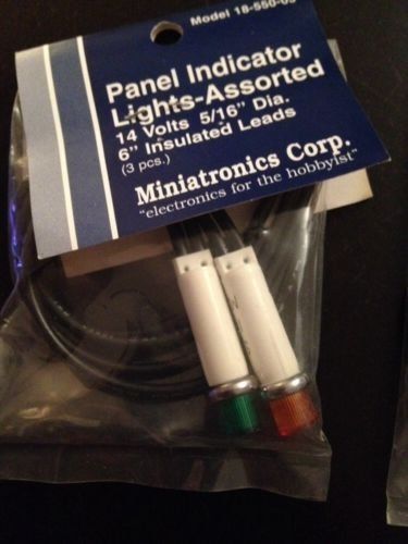 Panel Indicator Lights. 14 Volts 5/16&#034; Dia. 6&#034; Insulated Leads (3 Pkg Included)