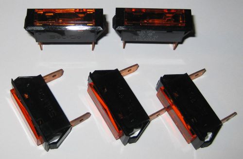 5 x solico series 33 amber rectangular panel mount indicator light - 125v neon for sale