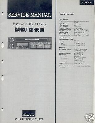 Sansui Original Service Manual CD-X500 FREE US SHIPPING