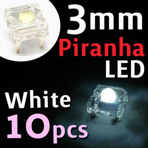 10 x 3mm Piranha Super Flux LED Light 20000mcd White M1