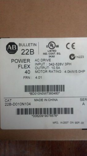 New in box allen bradley 22b-d010n104 ac drive power flex 40 for sale