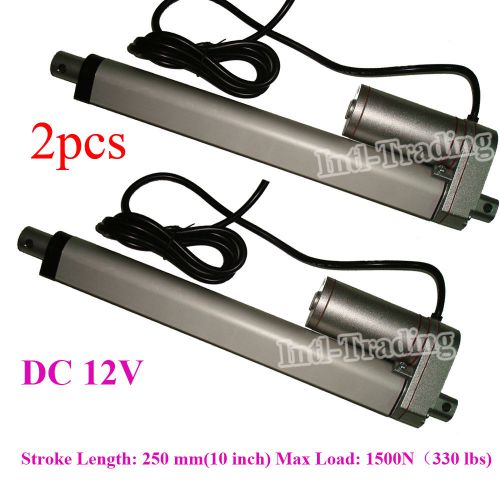Set of 2x heavy duty dc 12volt 10&#034; linear actuator stroke 330 pound max lift lbs for sale
