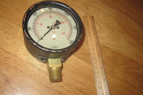 Vintage heavy duty thick hydraulic liquid filled psi pressure gauge psi vdo ota for sale