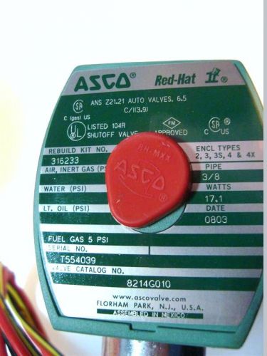Asco redhat gas control valve 3/8&#034; valve cat# 8214g010 for sale