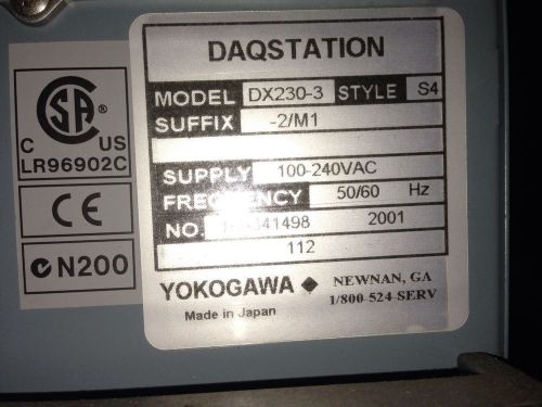 Yokogawa DX230-3 S4 -2//M1 Daqstation Network Flash Memory Card 30 Channels