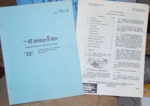 Teletype 43 Teleprinter Registration  Manual  407 &amp; Installation &amp; Removal