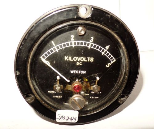 Weston DC Round Panel Meter Voltmeter Kilavolt Meter 0-5 KV 0-5000 VDC Volts