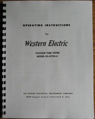 Western-electric ks-15750-l1 manual /tube  calibration instr. / and ca-4 data for sale