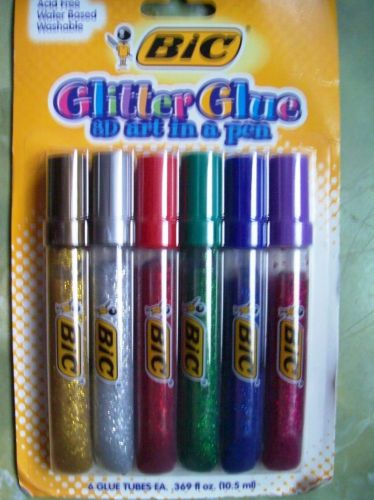 6 bic glitter glue tubes 3d art for sale