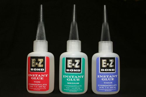 (3) 1 oz bottles of e-bond super glue (cyanoacrylate) for sale