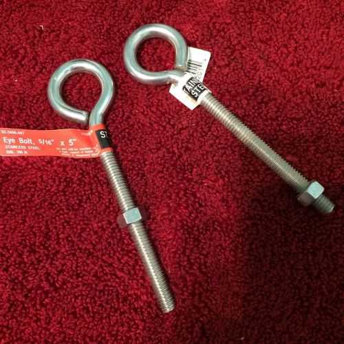 Eye Bolts , (2) , Stainless Steel, 5/16 X 5&#034;