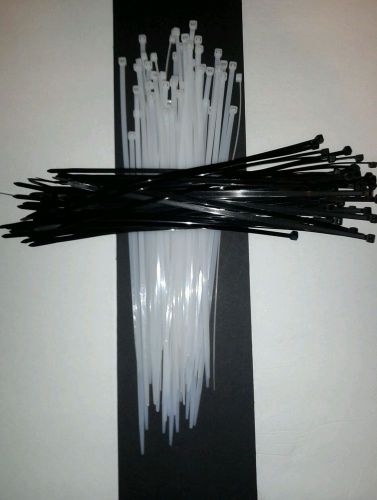 White  &amp; Black Zip Ties  Nylon Cable Ties  Plastic Ties 11&#034;   High Strength