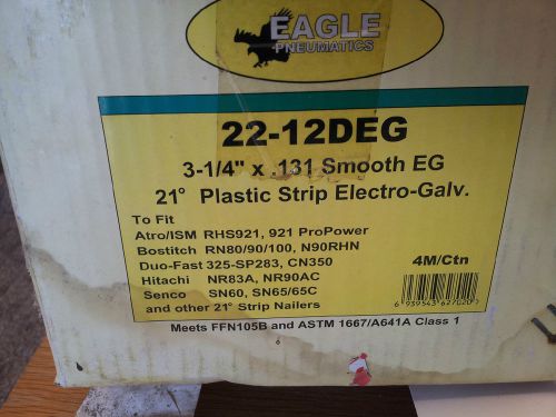 1000 3  1/4  x .131 smooth eg 21* plastic strip electro galv nails senco sn60 for sale