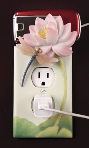 Dragonfly &amp; Waterlily Outlet Plate &amp; Cell Phone Holder By Ibis &amp; Orchid Design C