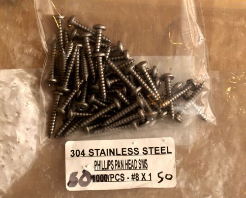 50 sheet metal screw pan phillips 303 stainless steel #8x1&#034; for drywall anchor + for sale