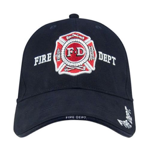 Navy Blue Ball Cap Red White FIRE DEPARTMENT Patch Hat - FREE SHIPPING
