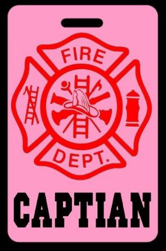 Pink CAPTAIN Firefighter Luggage/Gear Bag Tag - FREE Personalization - New