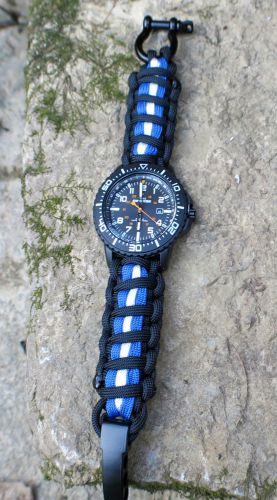 POLICE &amp; Emergency First Responders Paracord Watch Band on Timex Watch Face