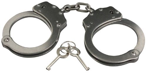 SILVER Double Lock Stainless Steel Law Enforcement Handcuffs 10588