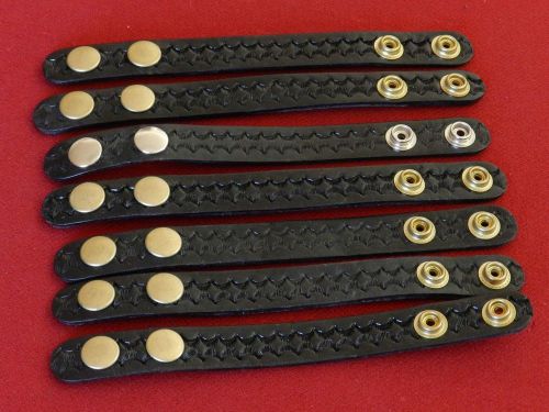 Boston leather black belt keeper w/ snaps set of 7 ~ l@@k!! for sale