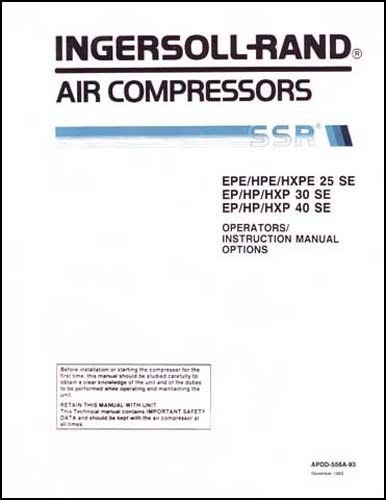 Ingersoll rand ssr air compressor manual for sale