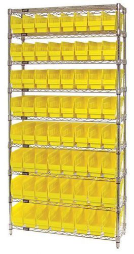 Quantum storage systems wr9-201yl bin shelving,wire,36x12,64 bins,yellow for sale