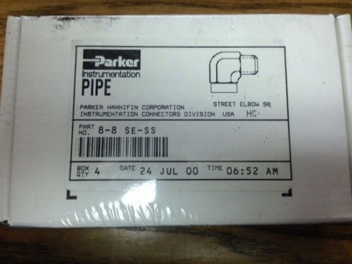 New box of 4ea parker 8-8 se-ss, street elbow, pipe 1/2&#034; for sale