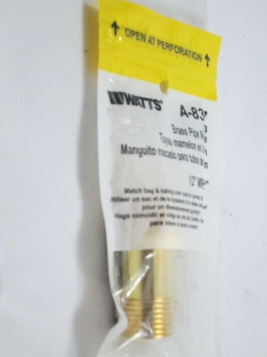 Watts a-837 brass pipe nipple  1/2&#034; mip x2&#034;  new- ships today for sale
