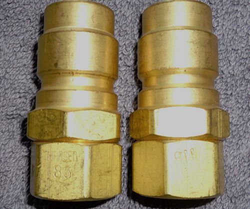 Hansen Quick-Connecting Self-Sealing Couplings 3/8&#034; FNPT PlugOnly Pair-2 Genuine