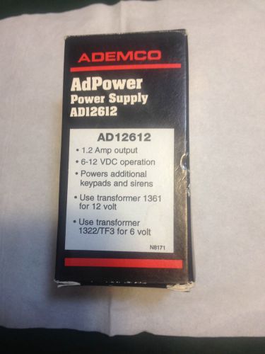 NEW ADEMCO HONEYWELL AD12612 Auxiliary Power Supply Battery Cha 1.2 AMP 6-12VDC